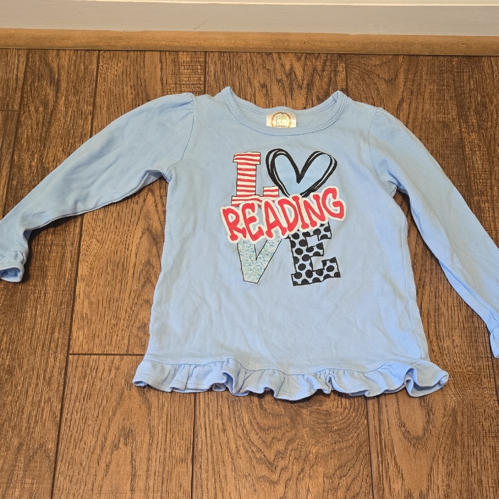 Blue Kids Shirt with 'Love Reading' Design